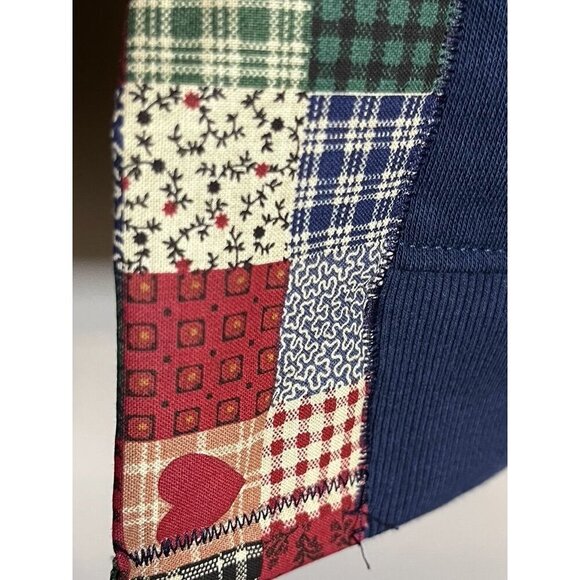 Patchwork Sweater 1X Blue Quilted Farmhouse Country Southern Prairie Rustic 80s - Picture 3 of 11